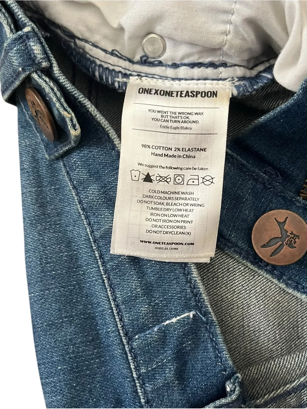 One Teaspoon Harlets High Rise Denim Shorts Twisted Cuff Blue Size 26